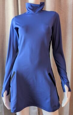 Olay Soul Dress Deep Blue Black Golf Tennis Stretch Turtleneck Long Sleeve Small